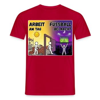 Tagarbeit und Nachtfußball - Männer T-Shirt - Rot - Vorne - AI Model Male 178 dark (178cm)