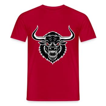 Stier-Minotaurus-Maskottchen-Logo Sportspiel - Männer T-Shirt - Rot - Vorne - AI Model Male 178 dark (178cm)
