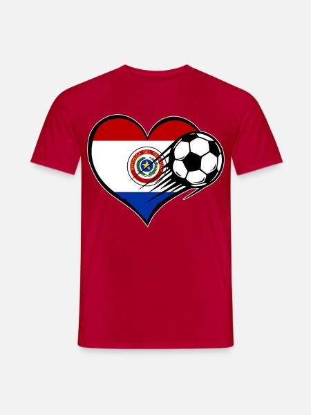 Paraguay Flagge Fußball mit Herz - Männer T-Shirt - Rot
