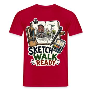 CROQUIS PRÊT - T-shirt homme - rouge - Devant - AI Model Male 178 dark (178cm)