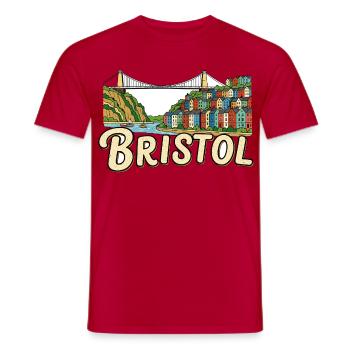 Autocollant rétro pour pont suspendu Bristol Clifton - T-shirt homme - rouge - Devant - AI Model Male 178 dark (178cm)