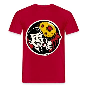 Autocollant Cosmic Retro Moon Smile - T-shirt homme - rouge - Devant - AI Model Male 178 dark (178cm)