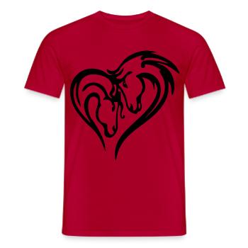 Coeur de cheval (noir) - T-shirt homme - rouge - Devant - AI Model Male 178 dark (178cm)