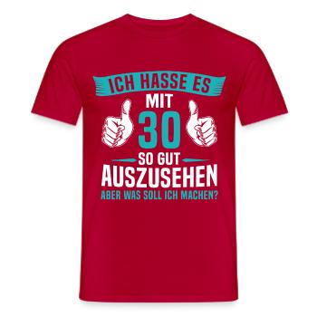 30 Jahre 30. Geburtstag Mann Frau 30 Jahre - Männer T-Shirt - Rot - Vorne - AI Model Male 178 dark (178cm)