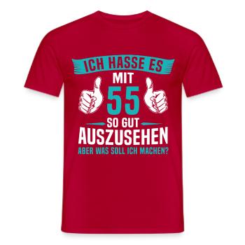 55 Jahre 55. Geburtstag Mann Frau 55 Jahre - Männer T-Shirt - Rot - Vorne - AI Model Male 178 dark (178cm)