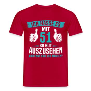 51 Jahre 51. Geburtstag Mann Frau 51 Jahre - Männer T-Shirt - Rot - Vorne - AI Model Male 178 dark (178cm)
