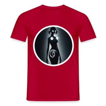 Cyberpunk Cyborg Car Girl Silhouette - Men's T-Shirt - red - Front - AI Model Male 178 dark (178cm)