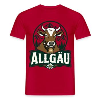 Allgäu Kuh Vintage Edelweiß Bayern Alpen - Männer T-Shirt - Rot - Vorne - AI Model Male 178 dark (178cm)