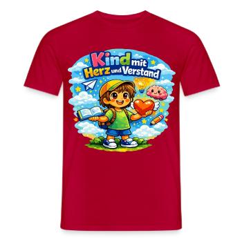 Kind mit Herz und Verstand - Männer T-Shirt - Rot - Vorne - AI Model Male 178 dark (178cm)