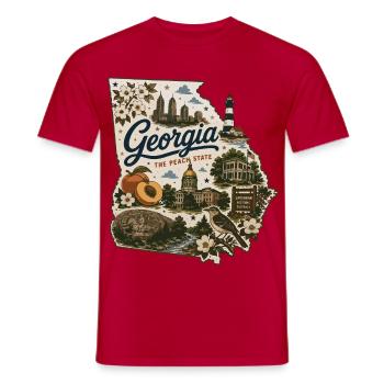 Georgia Peach State Vintage-Kartenaufkleber - Männer T-Shirt - Rot - Vorne - AI Model Male 178 dark (178cm)