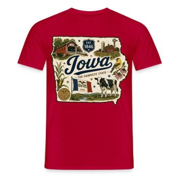 Iowa Hawkeye State Vintage Farm Aufkleber - Männer T-Shirt - Rot - Vorne - AI Model Male 178 dark (178cm)