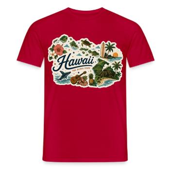 Vintage Hawaii Aloha State Reiseaufkleber - Männer T-Shirt - Rot - Vorne - AI Model Male 178 dark (178cm)