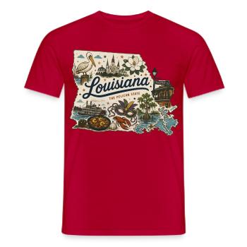 Louisiana Pelican State Vintage Reiseaufkleber - Männer T-Shirt - Rot - Vorne - AI Model Male 178 dark (178cm)