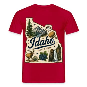 Idaho The Gem State Vintage Travel Aufkleber - Männer T-Shirt - Rot - Vorne - AI Model Male 178 dark (178cm)