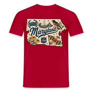 Maryland Vintage Staatsflagge & Krabbenaufkleber - Männer T-Shirt - Rot - Vorne - AI Model Male 178 dark (178cm)