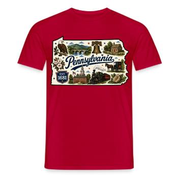 Pennsylvania Keystone State Vintage-Aufkleber - Männer T-Shirt - Rot - Vorne - AI Model Male 178 dark (178cm)