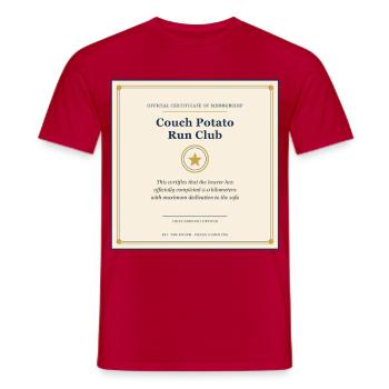 Couch Potato Laufclub - Männer T-Shirt - Rot - Vorne - AI Model Male 178 dark (178cm)