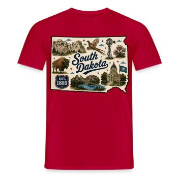 South Dakota Mount Rushmore Vintage-Aufkleber - Männer T-Shirt - Rot - Vorne - AI Model Male 178 dark (178cm)