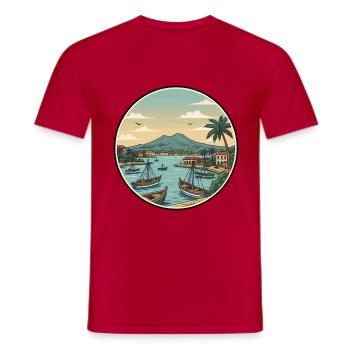 Neapel, Italien, Vesuv-Bucht-Aufkleber - Männer T-Shirt - Rot - Vorne - AI Model Male 178 dark (178cm)
