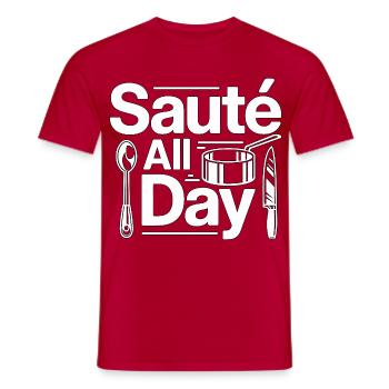 Restaurant Chef Sauté All Day Culinary Arts - Men's T-Shirt - red - Front - AI Model Male 178 dark (178cm)