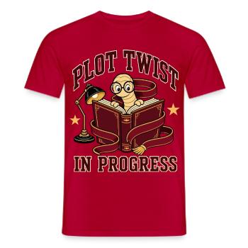 Plot Twist in Progress Bookworm - Men's T-Shirt - red - Front - AI Model Male 178 dark (178cm)