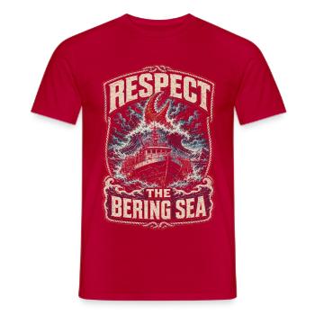 Alaska King Crab Respect The Bering Sea - Men's T-Shirt - red - Front - AI Model Male 178 dark (178cm)