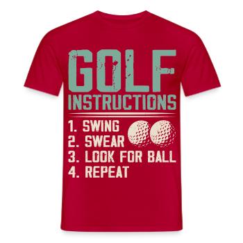 Golf Instructions – Swing, Swearing, Search - Men's T-Shirt - red - Front - AI Model Male 178 dark (178cm)