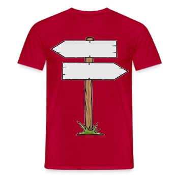 Dessin animé en panneau en bois - T-shirt homme - rouge - Devant - AI Model Male 178 dark (178cm)