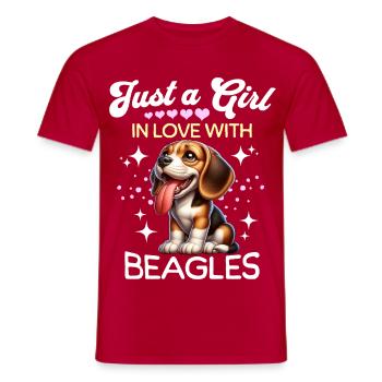 Beagle Girl - Men's T-Shirt - red - Front - AI Model Male 178 dark (178cm)