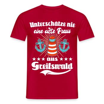 Greifswald Frau Greifswalderin - Männer T-Shirt - Rot - Vorne - AI Model Male 178 dark (178cm)