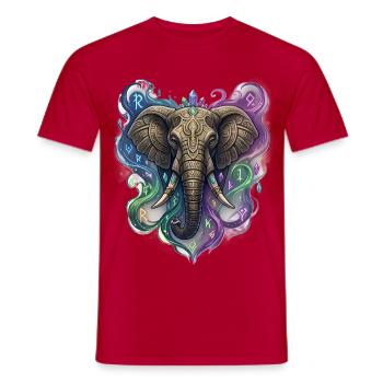 Rune Elephant Glyphs - Men's T-Shirt - red - Front - AI Model Male 178 dark (178cm)