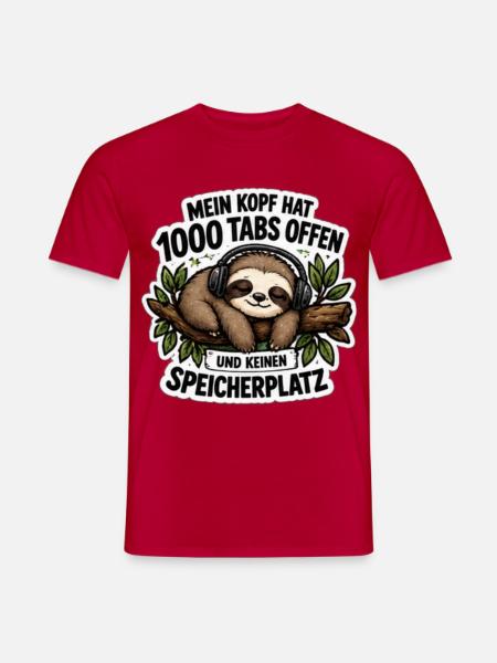 Faultier mit offenen Tabs - Männer T-Shirt - Rot