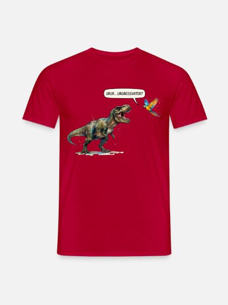 Ururururgrossvater T-Rex und Papagei - Evolution - Männer T-Shirt - Rot