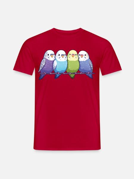 Lustige Wellensittiche - Männer T-Shirt - Rot
