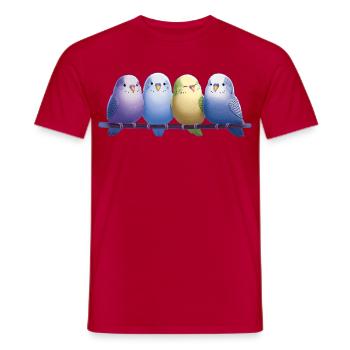 Wellensittiche - Männer T-Shirt - Rot - Vorne - AI Model Male 178 dark (178cm)