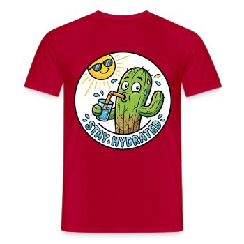 Stay Hydrated - Durstiger Kaktus - Männer T-Shirt - Rot - Vorne - AI Model Male 178 dark (178cm)
