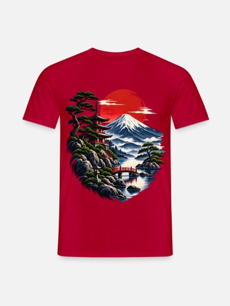 Japanische Abendröte am Fuji - Männer T-Shirt - Rot