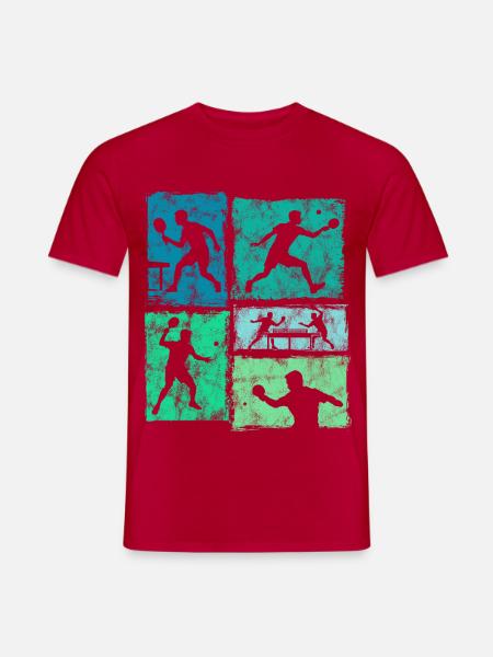 Tischtennis Moodboard für Ping-Pong Spieler - Männer T-Shirt - Rot
