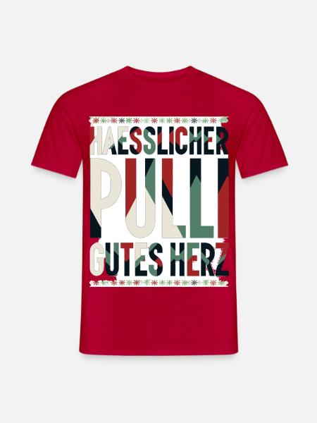 Hässlicher Pulli, gutes Herz - Männer T-Shirt - Rot