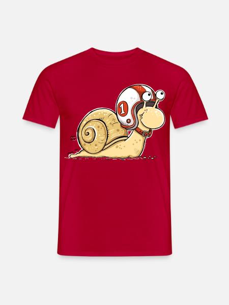 Vollgas Schnecke – Lustige Rennschnecke mit Helm - Männer T-Shirt - Rot