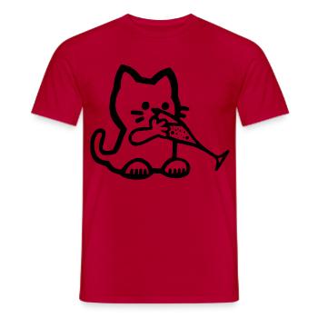 Durstiges Kätzchen (Schwarz) - Männer T-Shirt - Rot - Vorne - AI Model Male 178 dark (178cm)