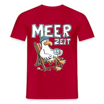 Meer Zeit Möwe Nordsee Ostsee Urlaub Maritim - Männer T-Shirt - Rot - Vorne - AI Model Male 178 dark (178cm)