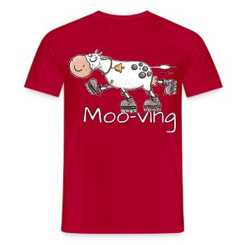 Moo-ving Kuh auf Inlinern Wortspiel Kühe Cartoon  - Männer T-Shirt - Rot - Vorne - AI Model Male 178 dark (178cm)