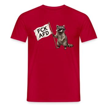 FCK AFD Waschbär mit Fahne - Cooles Protest Design - Männer T-Shirt - Rot - Vorne - AI Model Male 178 dark (178cm)