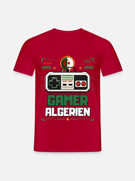 Algerische Gamer-Pixelkunst – Retro-Gaming Algerien - Männer T-Shirt - Rot