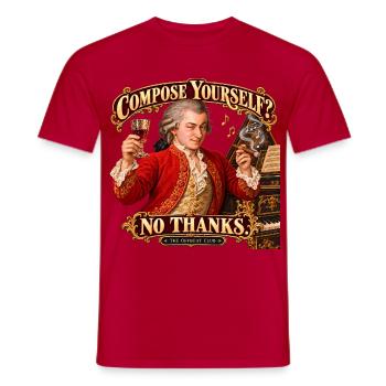 Lustiges Mozart-Geschenk – Sammeln Sie sich? Nein danke! - Männer T-Shirt - Rot - Vorne - AI Model Male 178 dark (178cm)