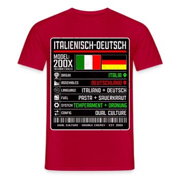 Deutschitaliener - zwischen zwei Kulturen 200x - Männer T-Shirt - Rot - Vorne - AI Model Male 178 dark (178cm)