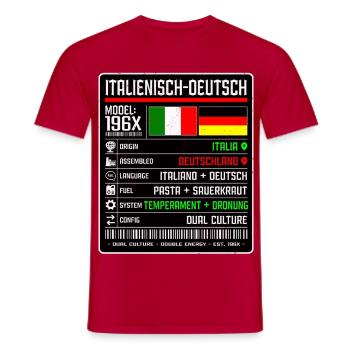 Deutschitaliener - zwischen zwei Kulturen 196x - Männer T-Shirt - Rot - Vorne - AI Model Male 178 dark (178cm)