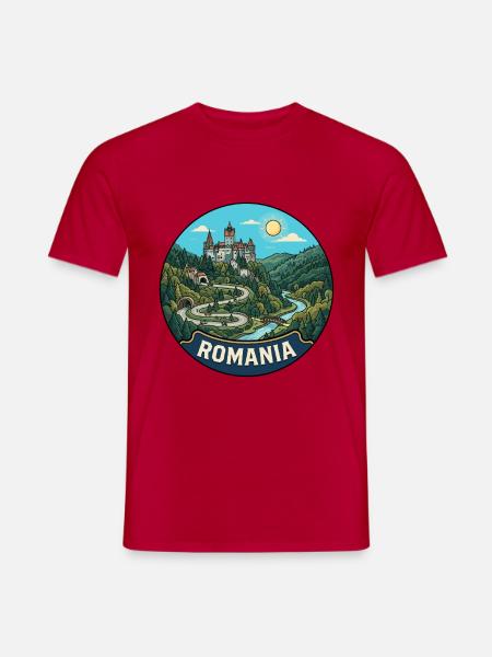 Rumänien Reiseabzeichen Bran Dracula Schloss - Männer T-Shirt - Rot