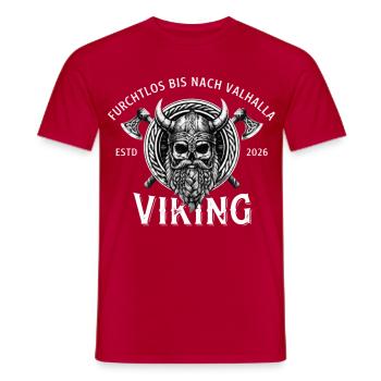 Furchtlos bis Valhalla Viking - Männer T-Shirt - Rot - Vorne - AI Model Male 178 dark (178cm)